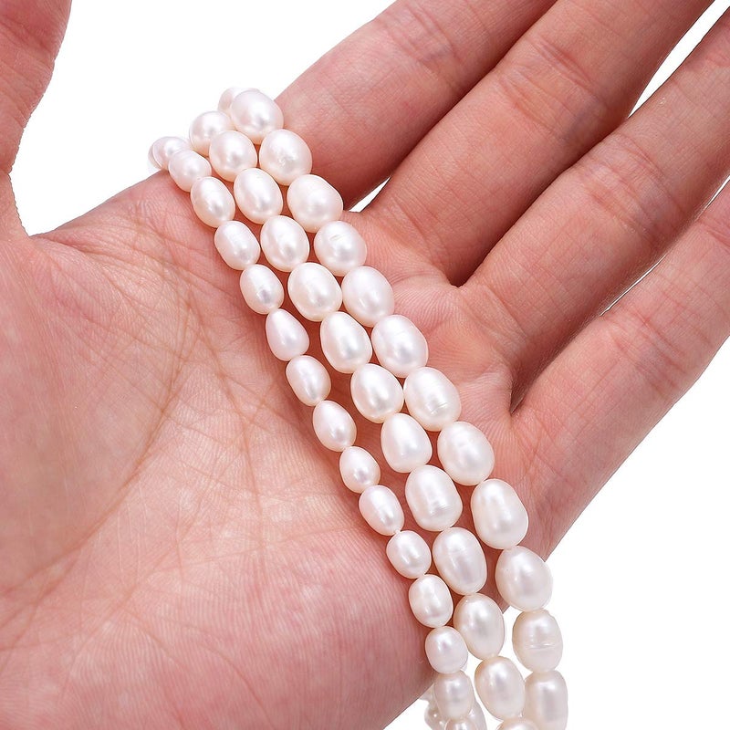 BEADIA Natural Pearl Beads Rice 4-5mm White Freshwater Cultured Loose Gemstone Beads for DIY Jewelry Making 13.8''/Strand - Image 3